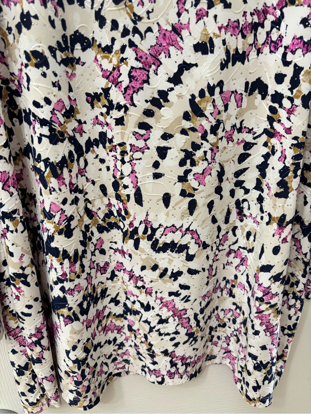 JM Collection Plus Size XXL Textured Print 3/4 Sleeve Scoop Neck Tunic Top - Picture 4 of 7